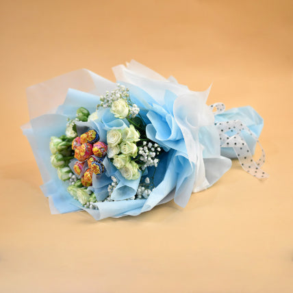 Beautifully Wrapped Roses & Chupa Chups Bouquet