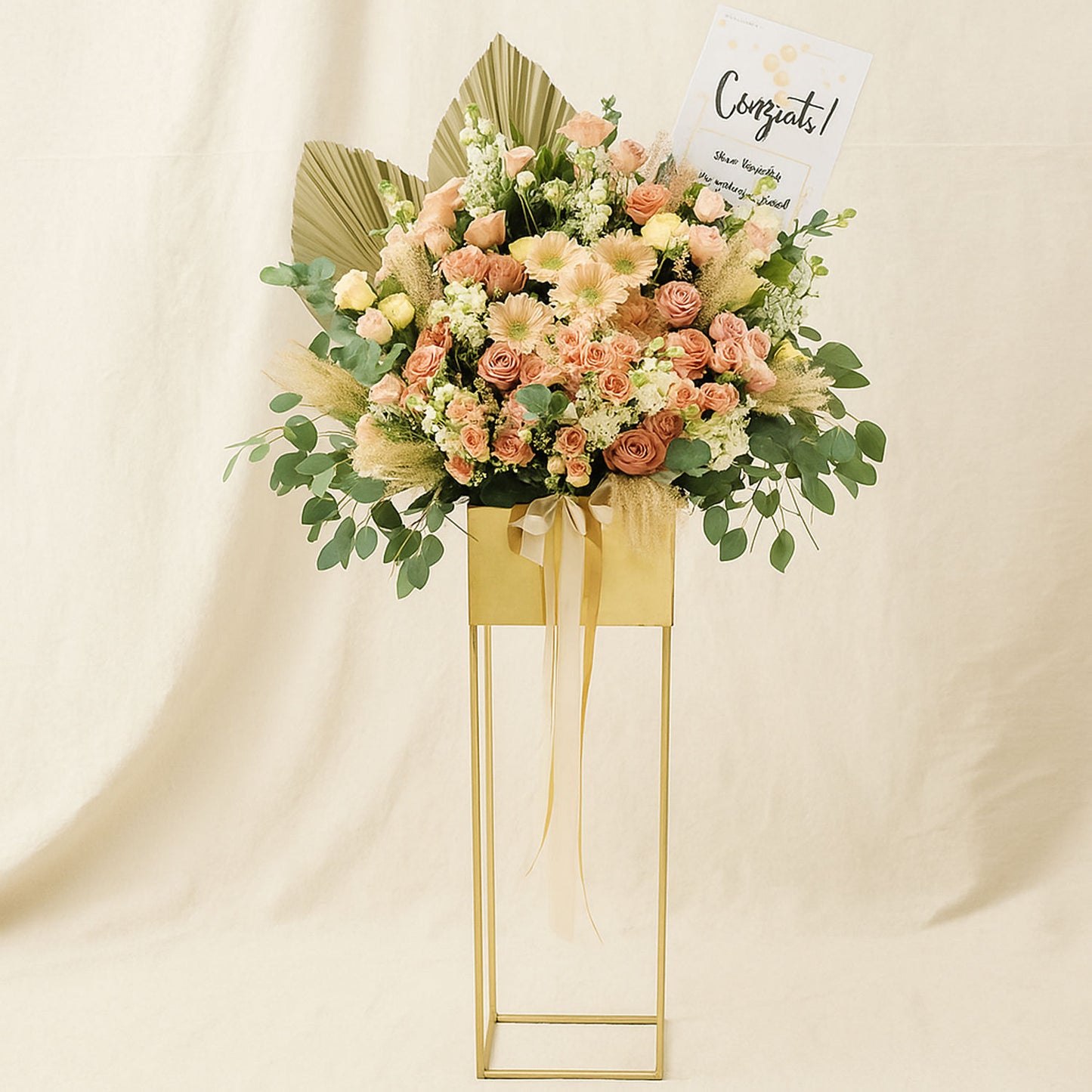 Blissful Mixed Flowers Golden Stand