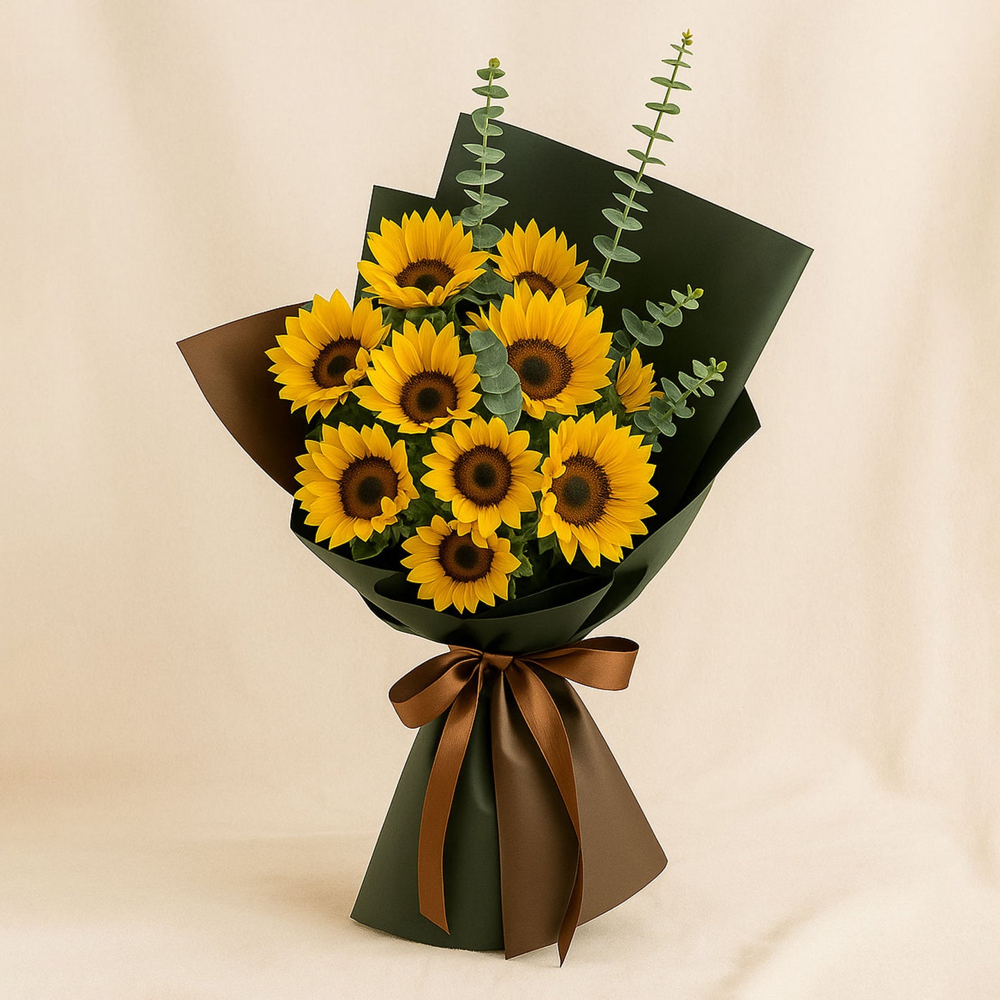 Charismatic Sunflowers Beautifully Tied Bouquet
