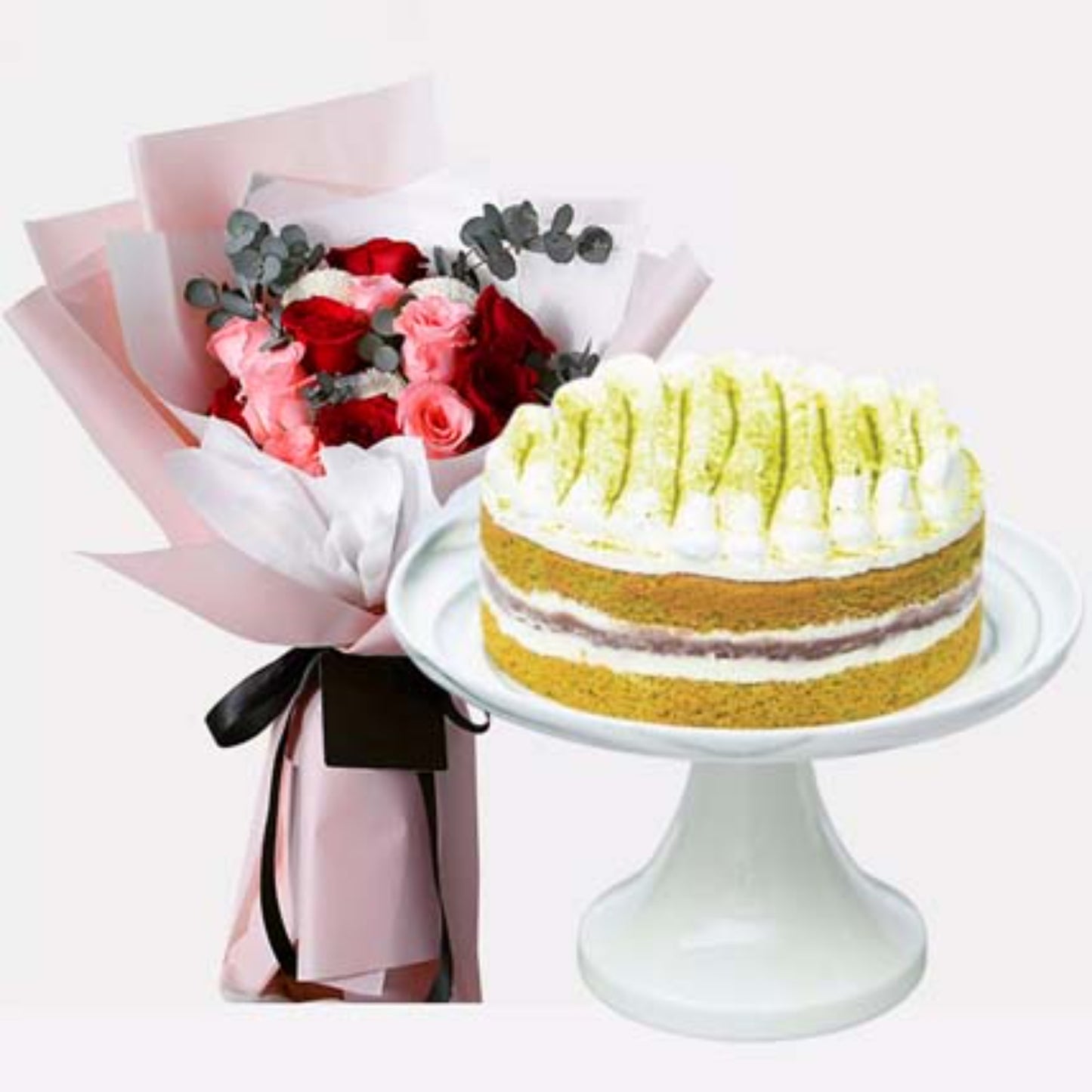 Matcha Red Bean Cake & Delightful Roses