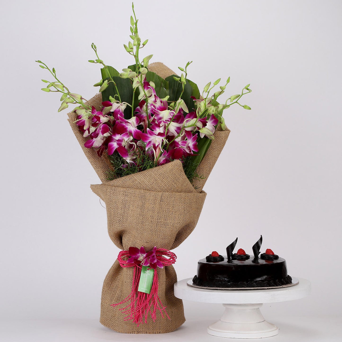 Purple Orchids Bunch Truffle Cake Combo