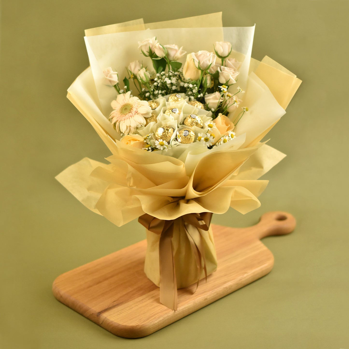 Serene Mixed Flowers & Ferrero Rocher Bouquet