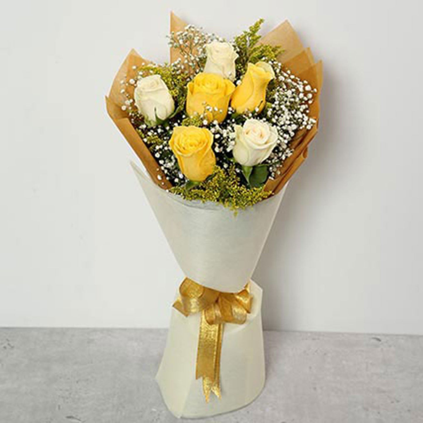 White And Yellow Roses Bouquet
