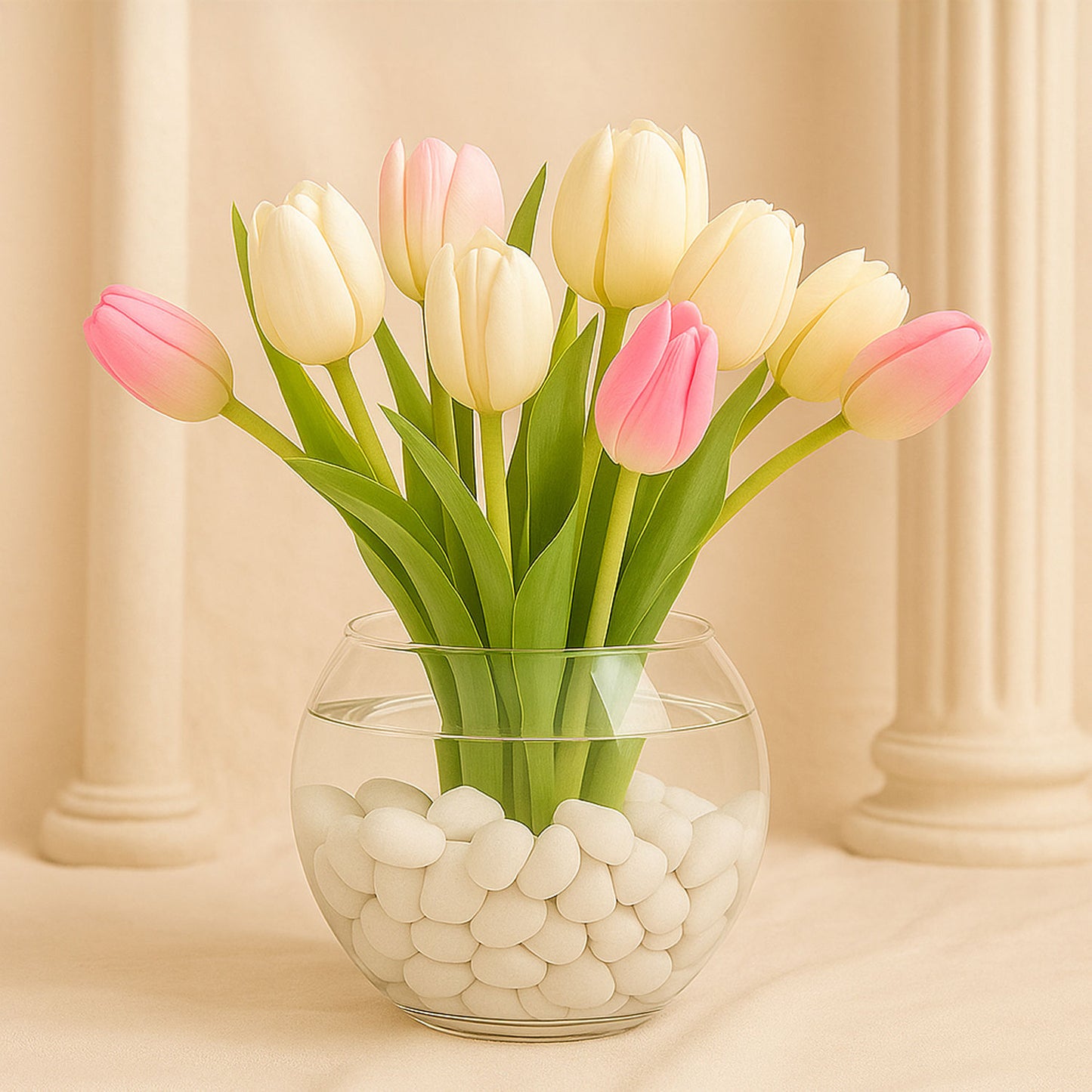10 Tulips in Fish Bowl