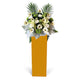Alluring Mixed Flowers Arrangement In Brown Stand