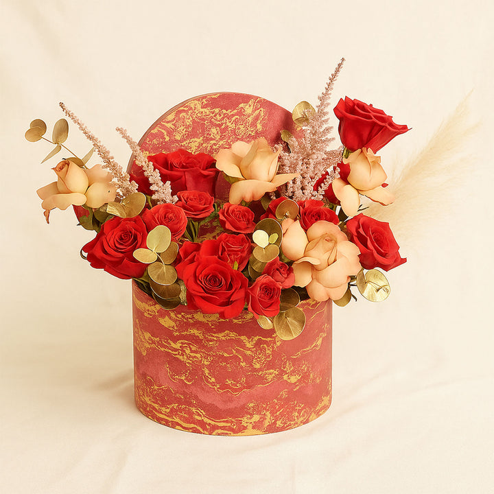 Beauty of Red and Cappuccino Roses