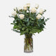 Bunch of 12 White Roses Glass Vase Arrangement