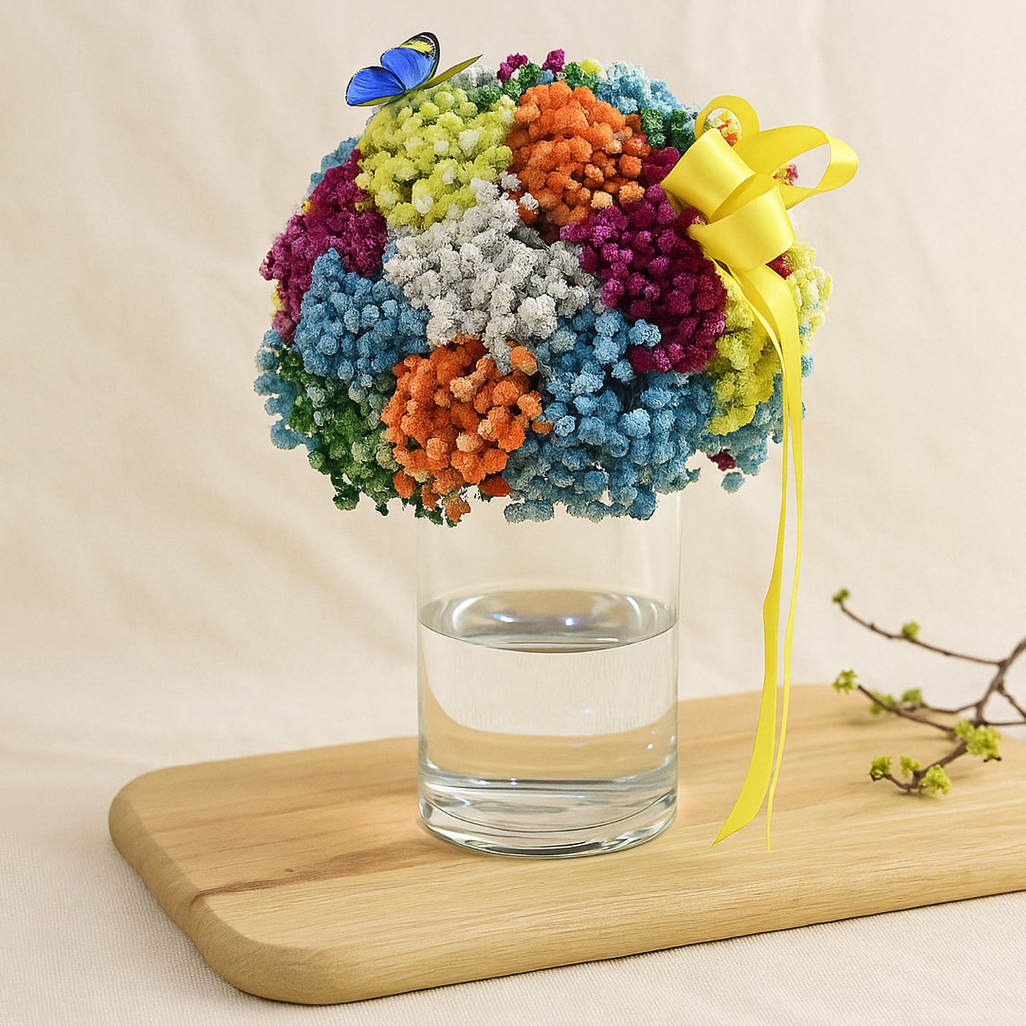 Colourful Baby Breath Cylindrical Vase
