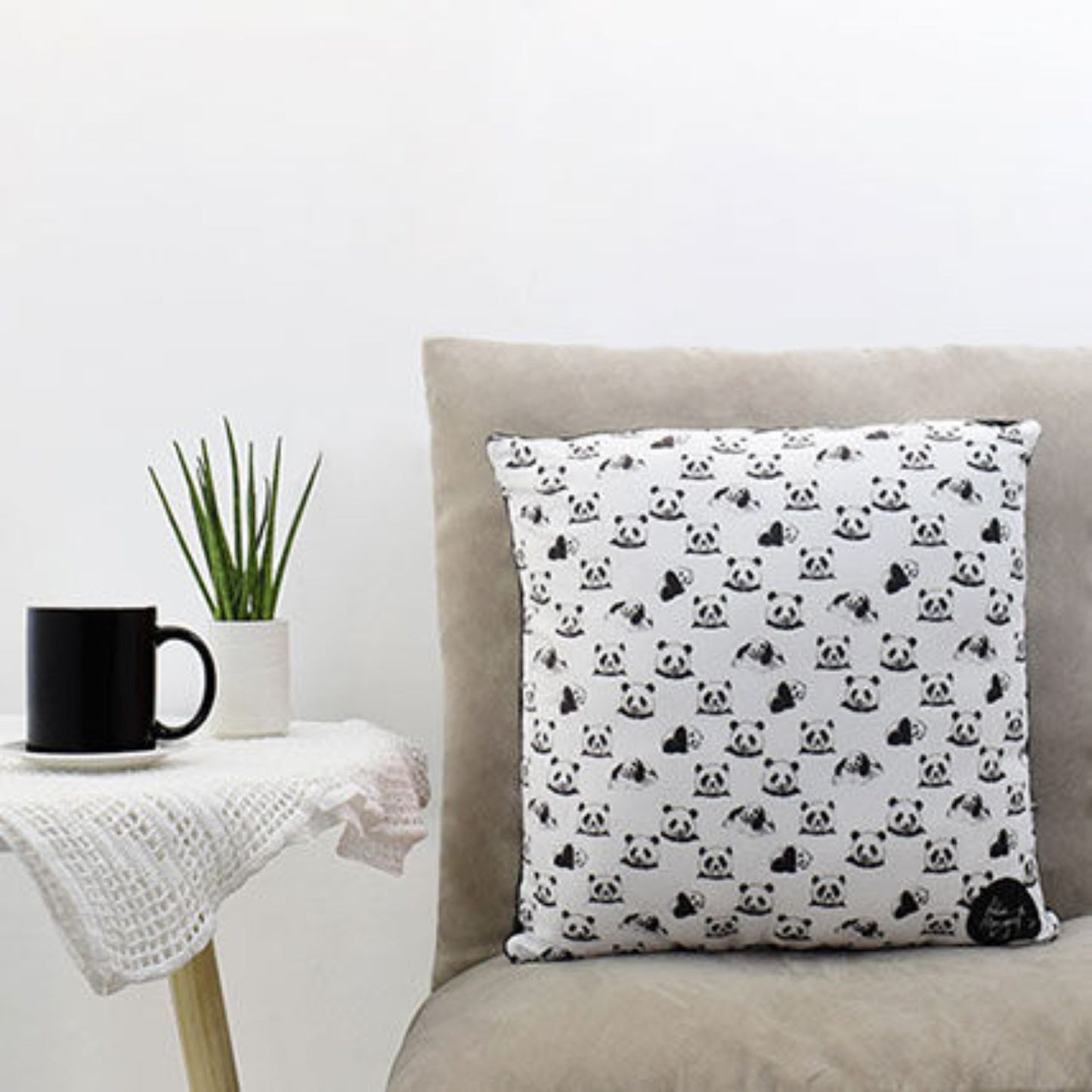 Cute Panda Printed Square Pillow