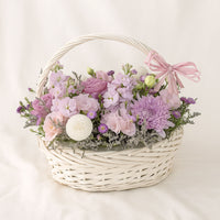 Enticing Mixed Flowers Round Basket
