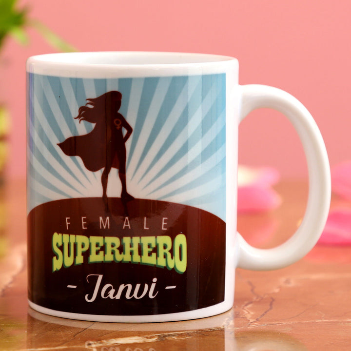 Female Superhero Personalised White Mug