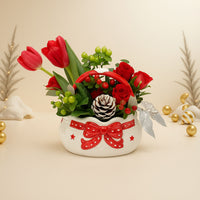 Flowers in Ceramic Basket