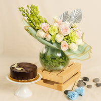 Forest Breeze Flowers Arrangement and Cake Combo