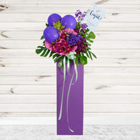 Mixed Flowers Purple Balloons Cardboard Stand