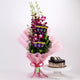 Purple Orchids Posy & Chocolate Cake