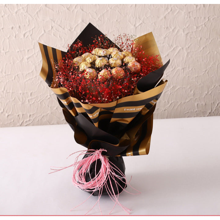 Rocher N Gypsophila Beautifully Tied Bouquet