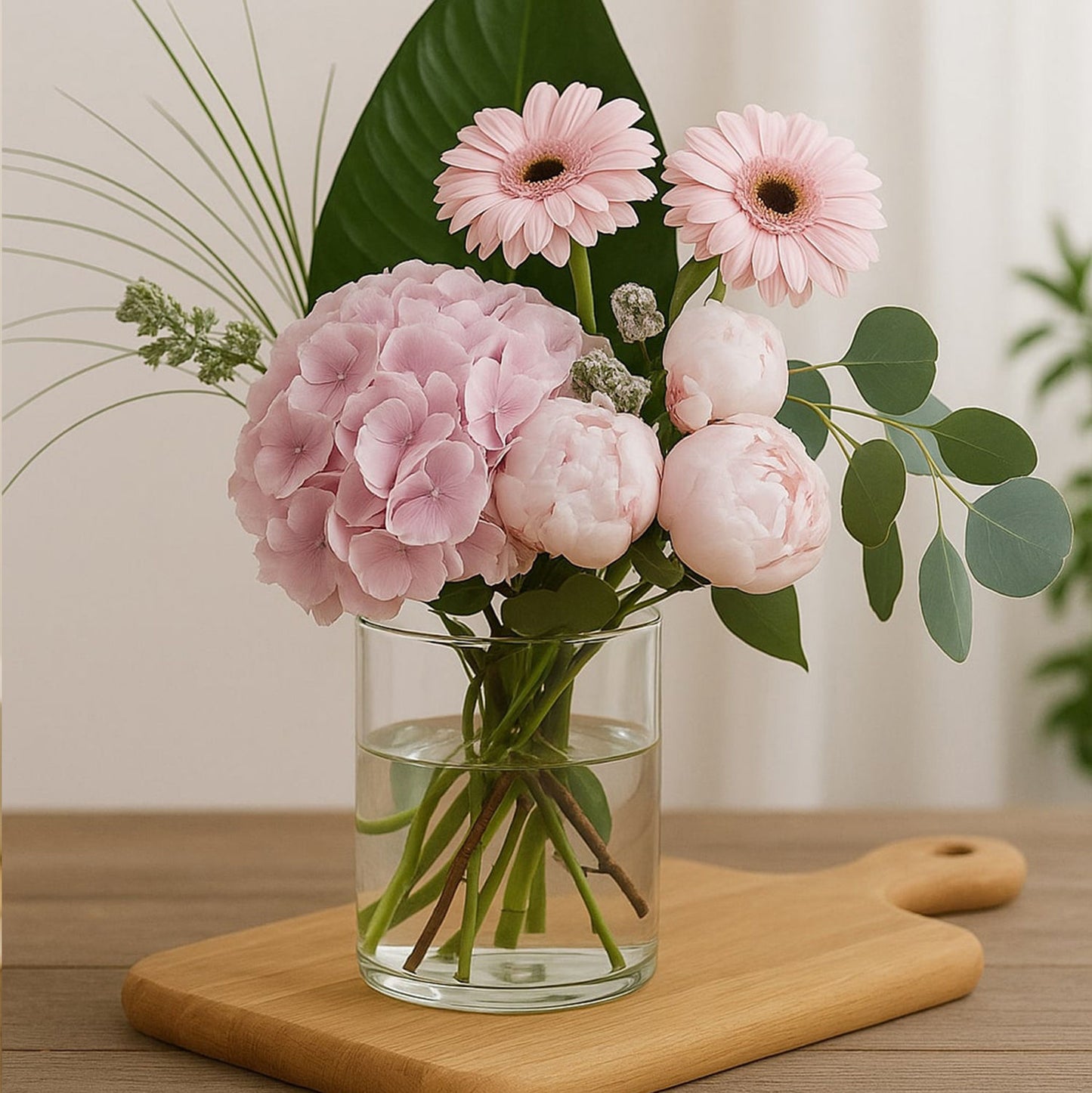 Serene Mixed Flowers Cylindrical Vase